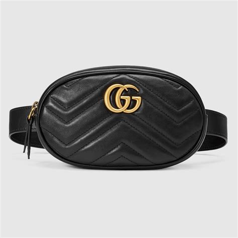 Small GG belt bag in grey and black GG leather 